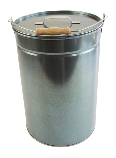 Un cubo de cenizas galvanizado alto de 25 litros con tapa, de 41 centímetros de alto