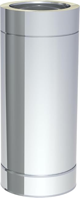 Un elemento recto de chimenea de acero inoxidable de doble pared de 500 milímetros con su abrazadera