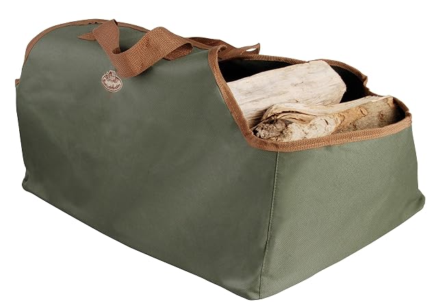 Una bolsa de transporte de leña de una marca de accesorios de jardín