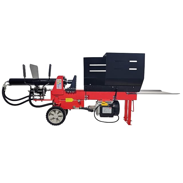 Partidora de leña horizontal Crossfer de construcción enteramente de acero con dos palancas de mando y una viga larga