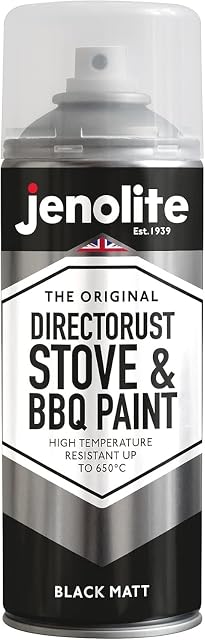 Un aerosol de 400 mililitros de pintura resistente al calor negra mate para parrillas y estufas